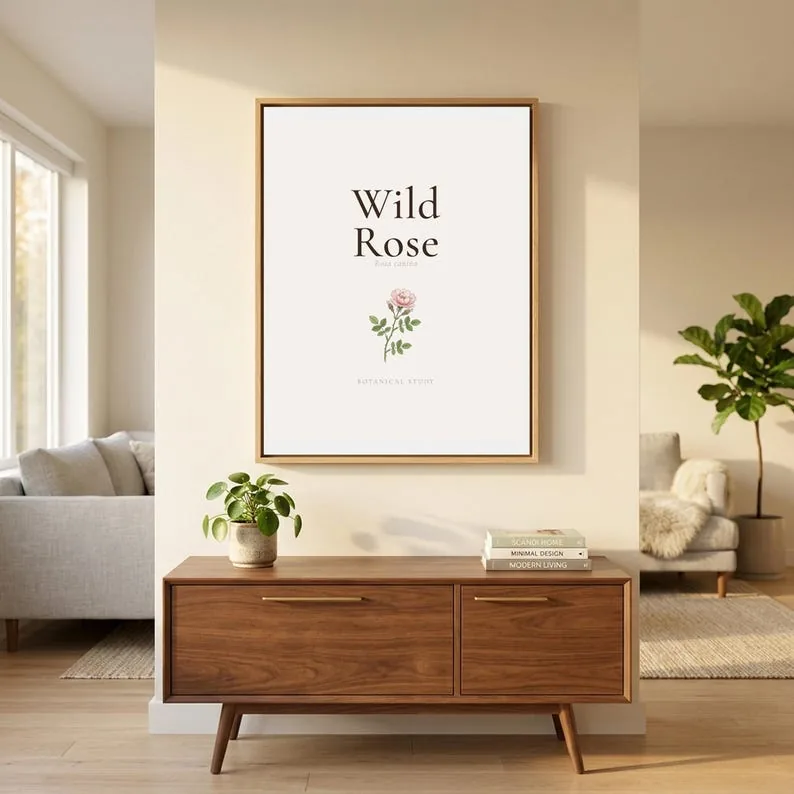 View 2 of Vintage Botanical Scripture Print Set of 6, Neutral Floral Gallery Wall Art