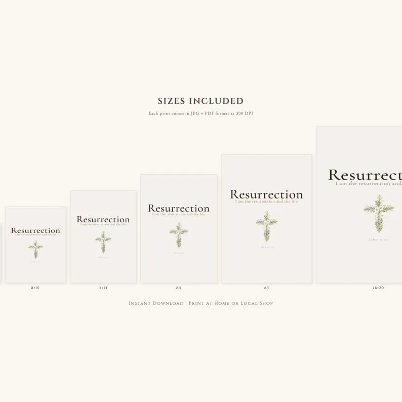 View 3 of John 11:25 Floral Cross Resurrection Scripture Wall Art
