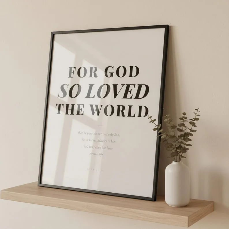 View 3 of John 3:16 Scripture Wall Art, For God So Loved the World