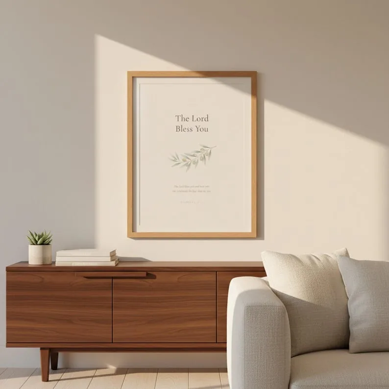 Numbers 6:24-26 Nursery Print, The Lord Bless You and Keep You, Aaronic Blessing, Baptism Gift Baby Shower