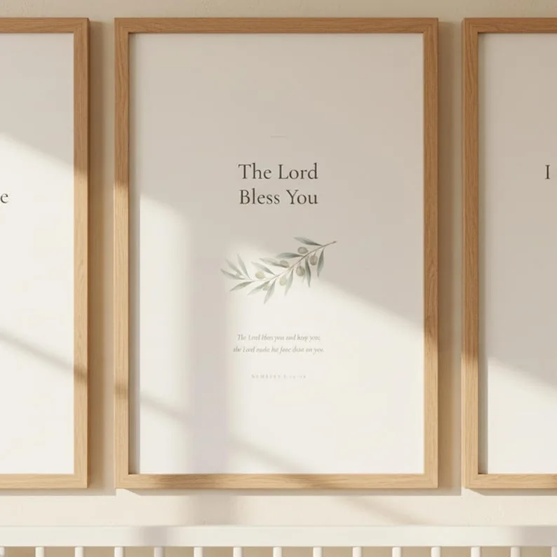 View 2 of Nursery Bible Verse Wall Art: Set of 6 Printable Scripture Prints