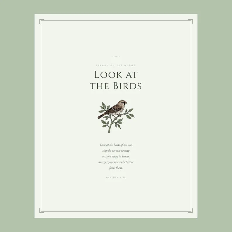 View 4 of Look at the Birds of the Air: Matthew 6:26 Scripture Wall Art