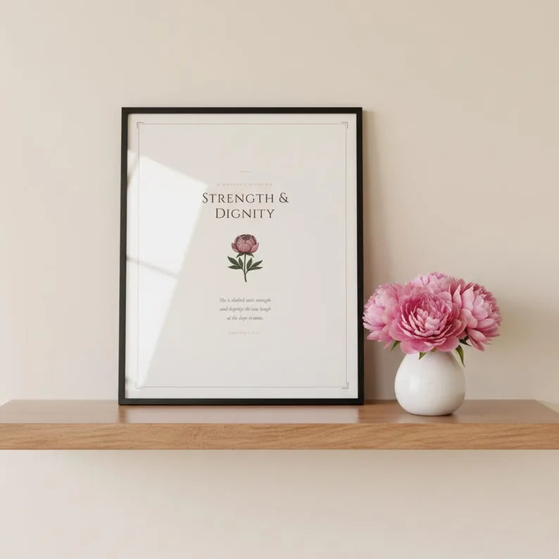 View 2 of Proverbs 31 Woman and Psalm 46:5 Botanical Scripture Wall Art Set of 3