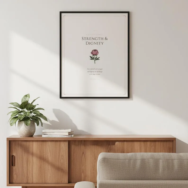 View 3 of Proverbs 31:25 Scripture Wall Art, She Is Clothed With Strength and Dignity