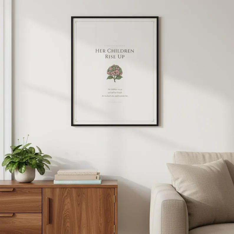 View 4 of Proverbs 31:28 Her Children Rise Up and Call Her Blessed Scripture Wall Art
