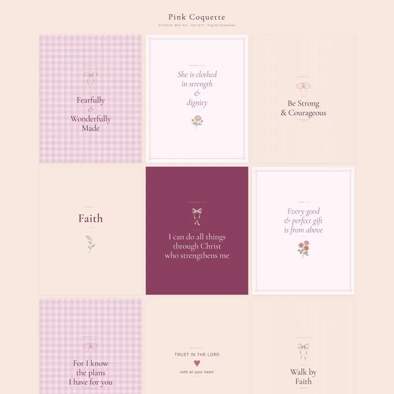 View 3 of Coquette Christian Scripture Wall Art Mega Bundle: 27 Prints, 3 Color Palettes