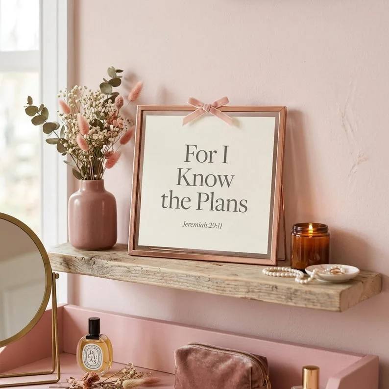 View 2 of Jeremiah 29:11 Scripture Wall Art Pink Blush Coquette