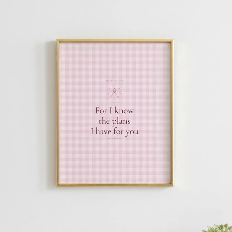 View 3 of Jeremiah 29:11 Scripture Wall Art Pink Blush Coquette