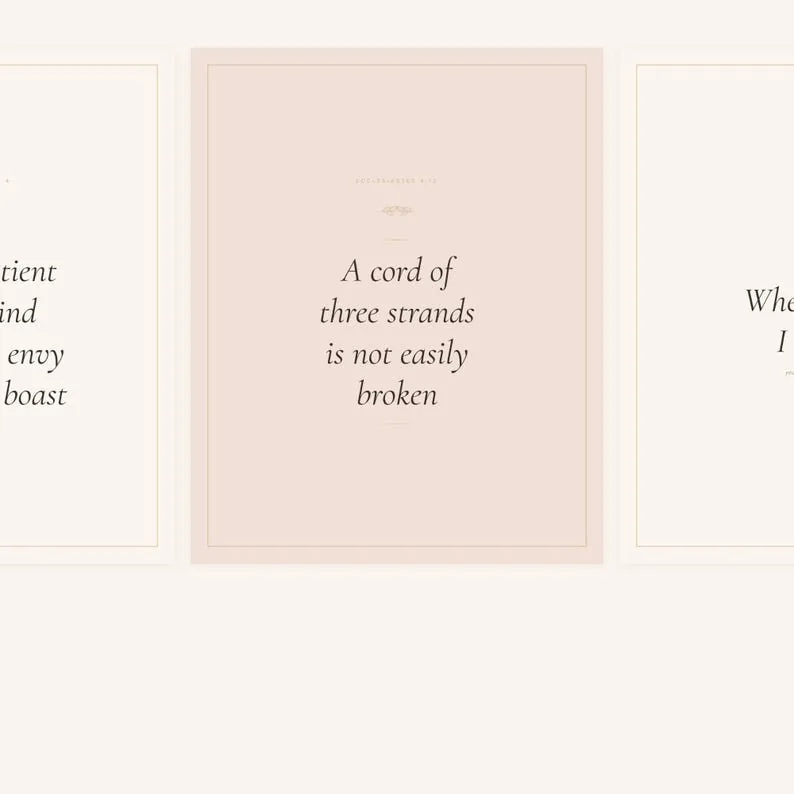 View 3 of Christian Wedding Scripture Wall Art, Set of 3 Bible Verse Prints