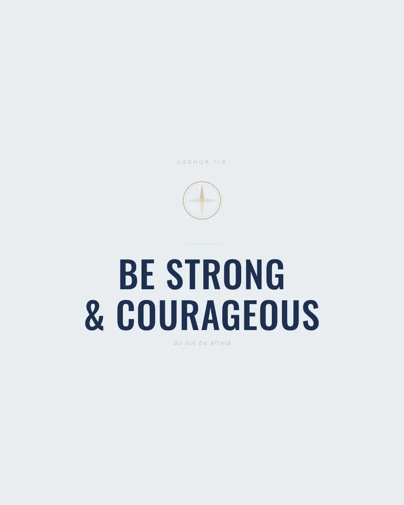 View 2 of Be Strong and Courageous: Joshua 1:9 Scripture Wall Art for Boys
