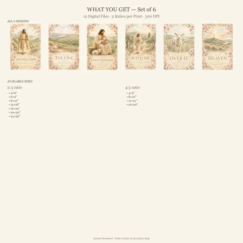 View 4 of Good Shepherd Watercolor Set of 6 Bible Verse Prints
