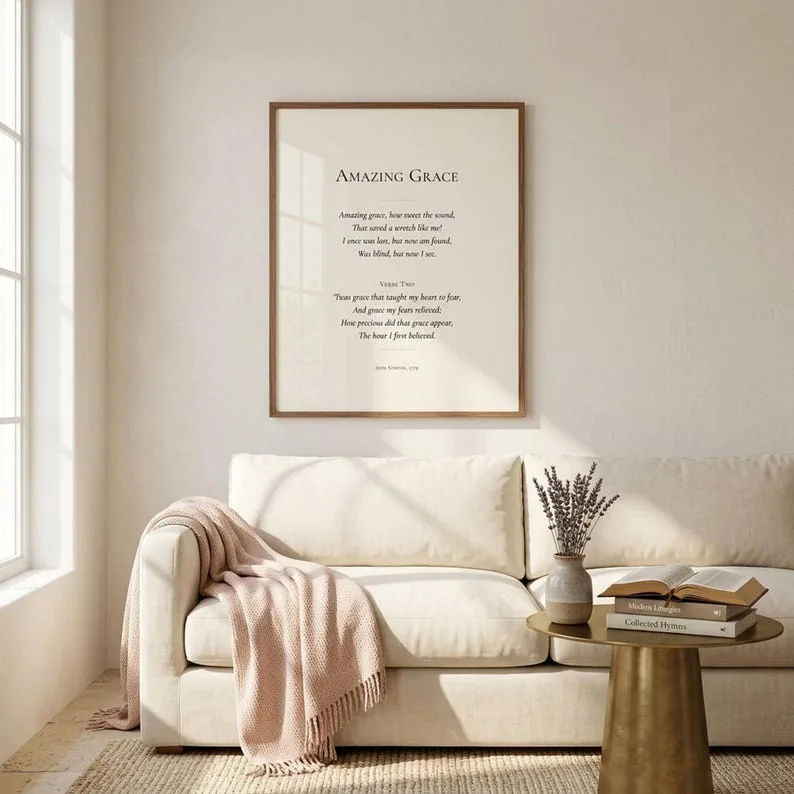 View 4 of Custom Christian Hymn Art, Personalized Hymn Lyrics Wall Art Print