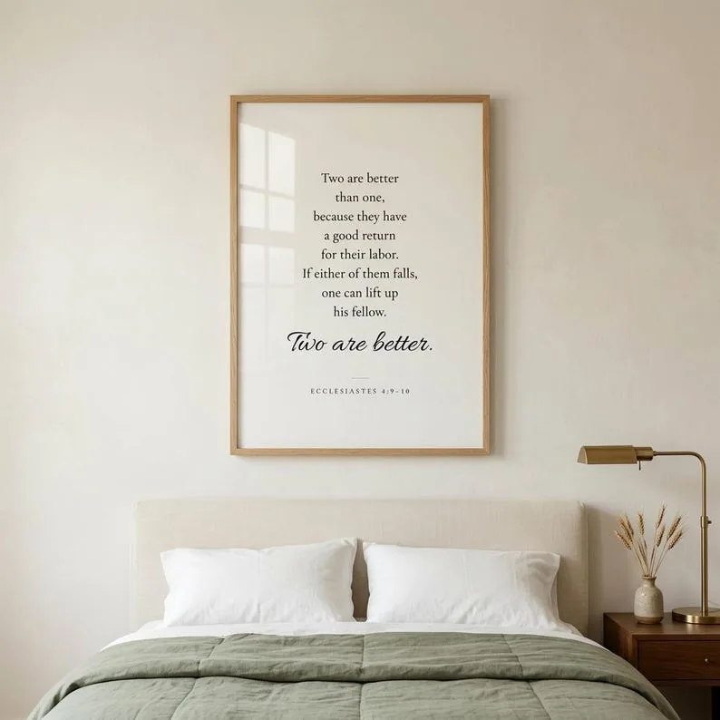 Two Are Better Than One Ecclesiastes 4:9-10 Printable, Christian Wedding Wall Art, Modern Bible Verse Print, Newlywed Anniversary Gift
