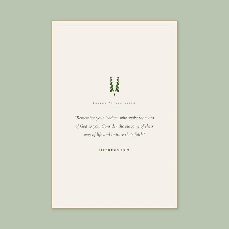 Remember Your Leaders Hebrews 13:7 Scripture Print, Pastor Appreciation Gift, Christian Wall Art Bible