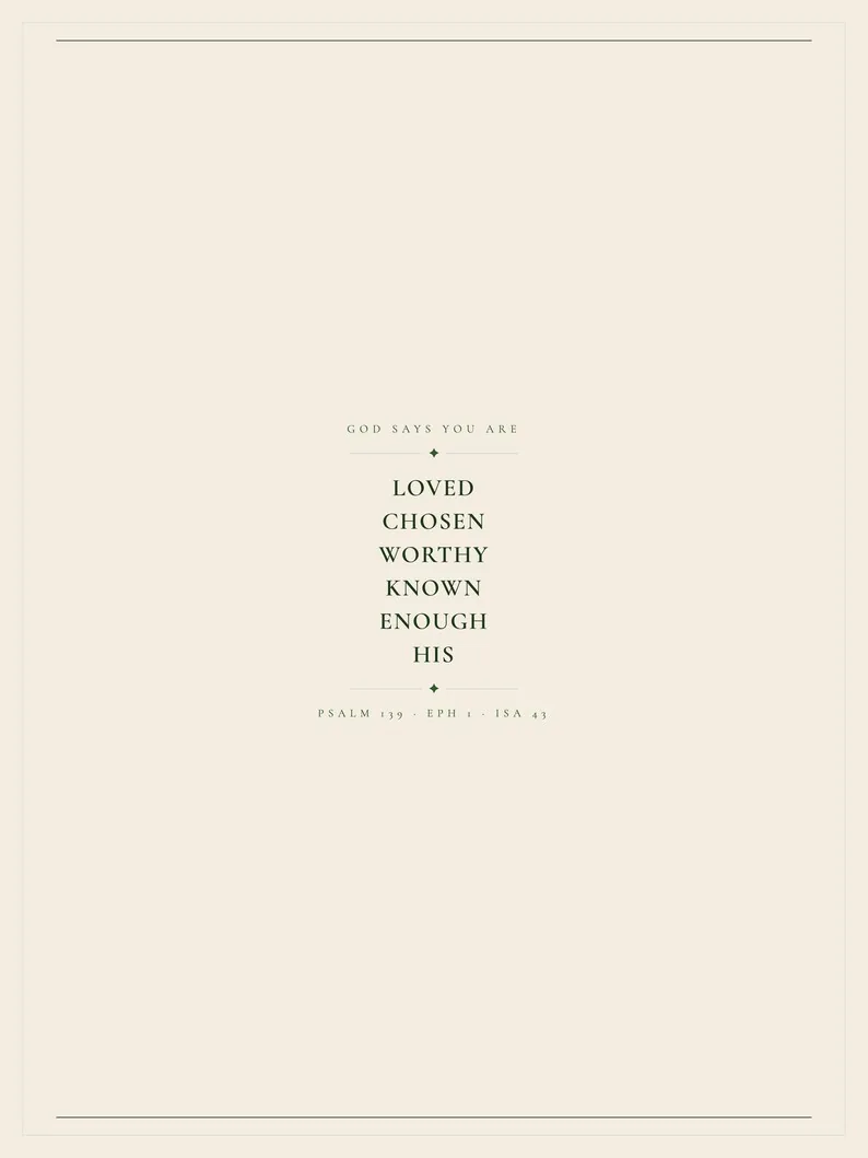 View 2 of God Says You Are Loved, Chosen, Worthy, Known, Enough, and His
