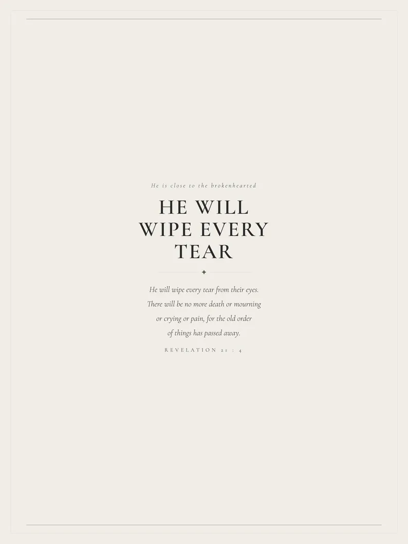 View 2 of Revelation 21:4 He Will Wipe Every Tear Scripture Print