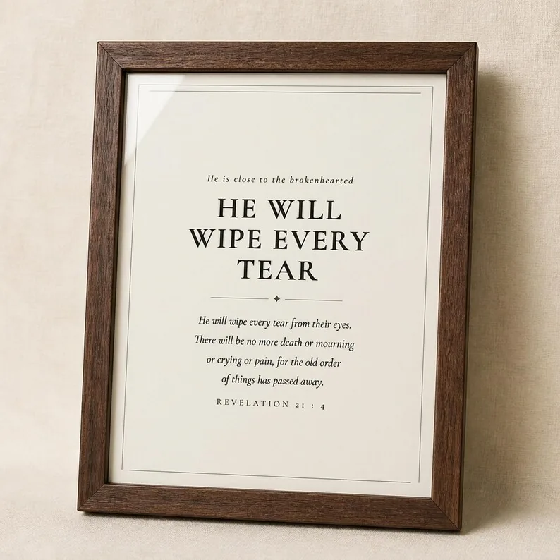 View 3 of Revelation 21:4 He Will Wipe Every Tear Scripture Print