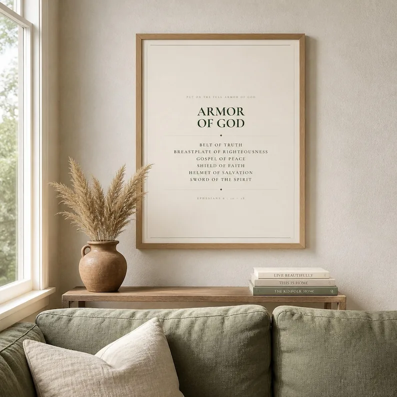 Armor of God, Ephesians 6 Scripture Print, Boys Room Wall Art, Christian Confirmation Gift, Full Armor of God