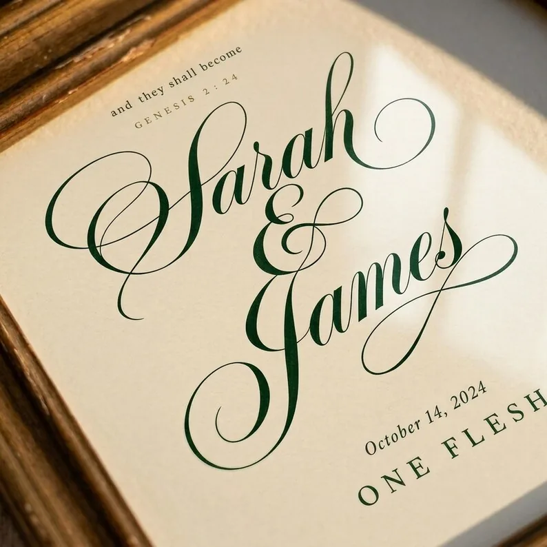 View 2 of Personalized Genesis 2:24 Wedding Print with Custom Names and Date