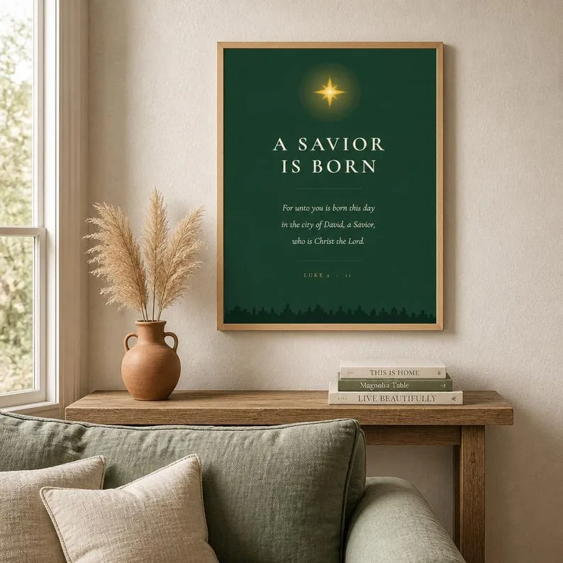 View 1 of A Savior Is Born Luke 2:11 Christmas Scripture Print