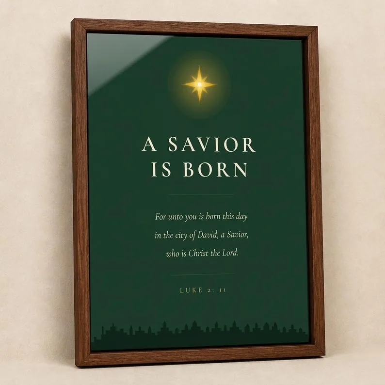 View 2 of A Savior Is Born Luke 2:11 Christmas Scripture Print