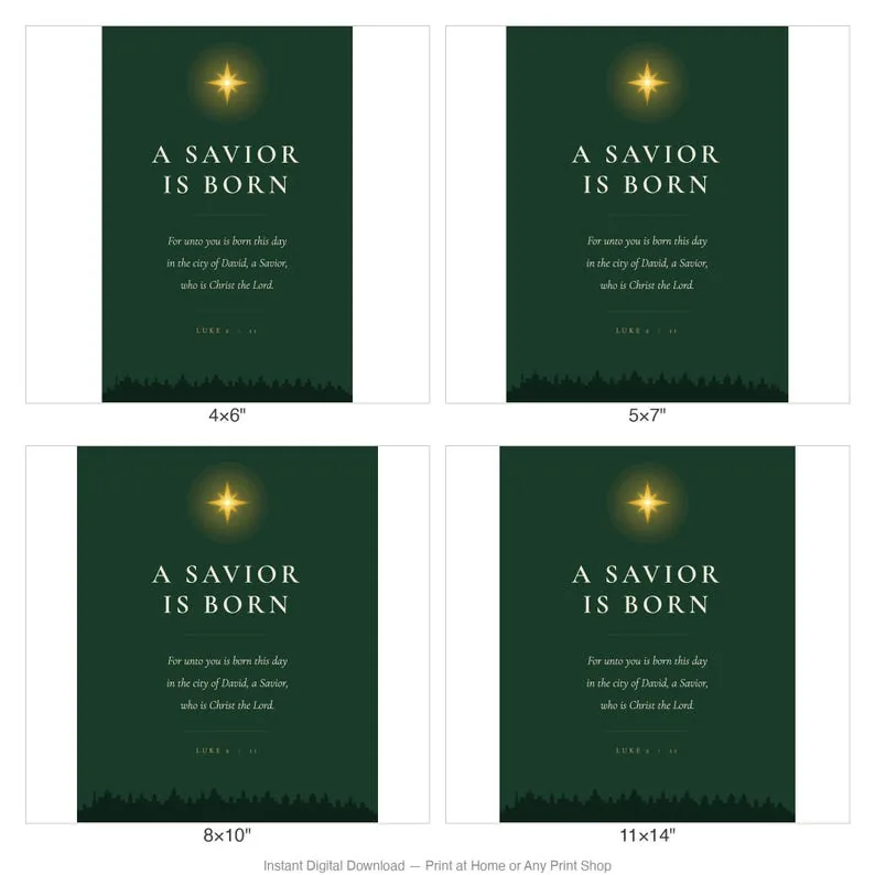View 4 of A Savior Is Born Luke 2:11 Christmas Scripture Print