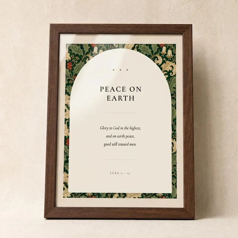 View 3 of Peace on Earth Luke 2:14 Botanical Christmas Print