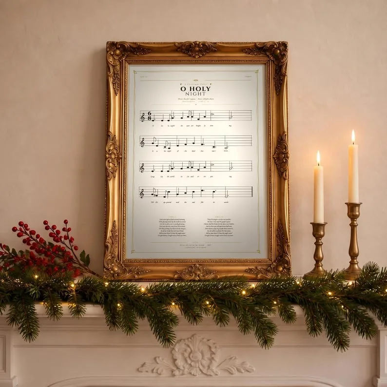 O Holy Night Print framed on a wall