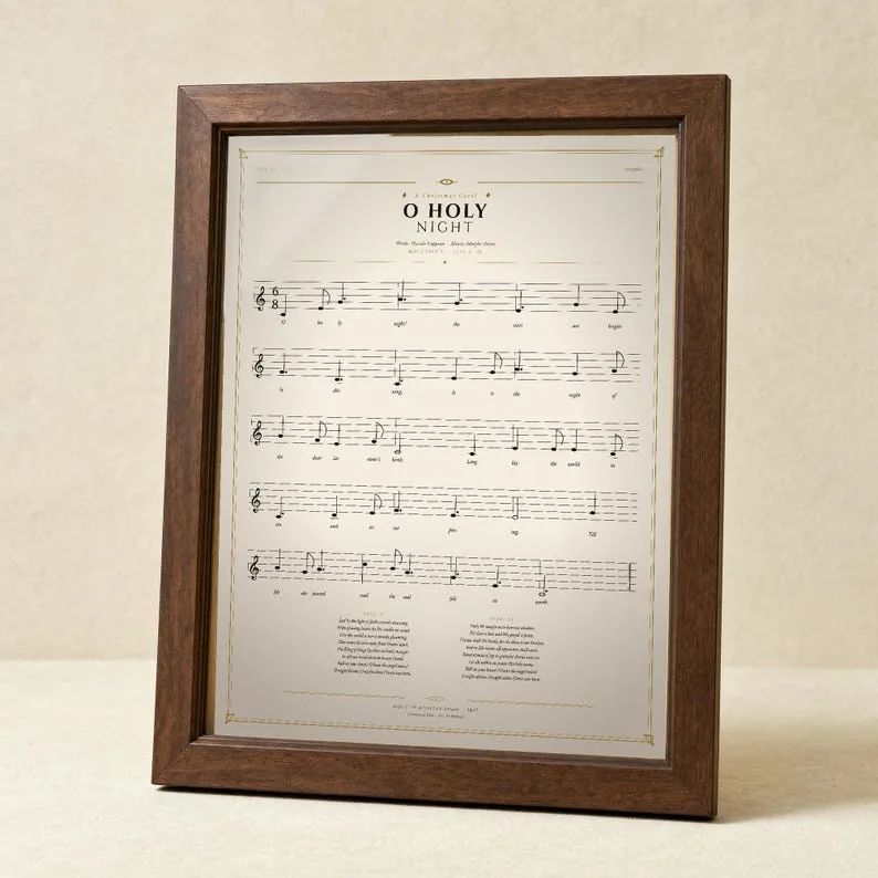 View 2 of O Holy Night Vintage Christmas Hymn Sheet Music Print