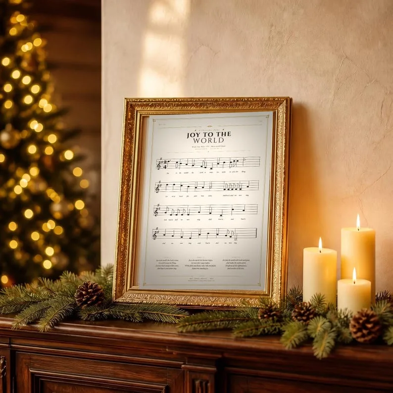 Joy to the World Print framed on a wall