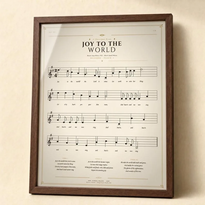 View 2 of Joy to the World Vintage Hymn Sheet Music Print