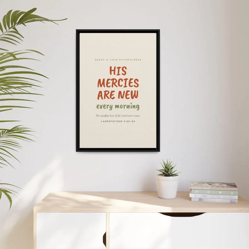 View 3 of His Mercies Are New Every Morning Scripture Canvas Wall Art