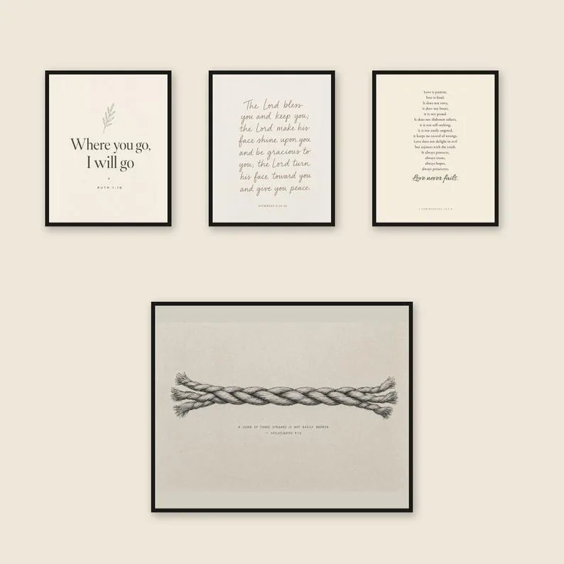 A Cord of Three Strands Wedding Scripture Set of 4