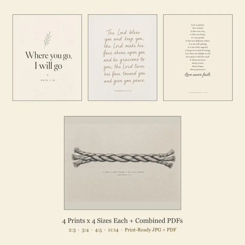 View 2 of A Cord of Three Strands Wedding Scripture Set of 4