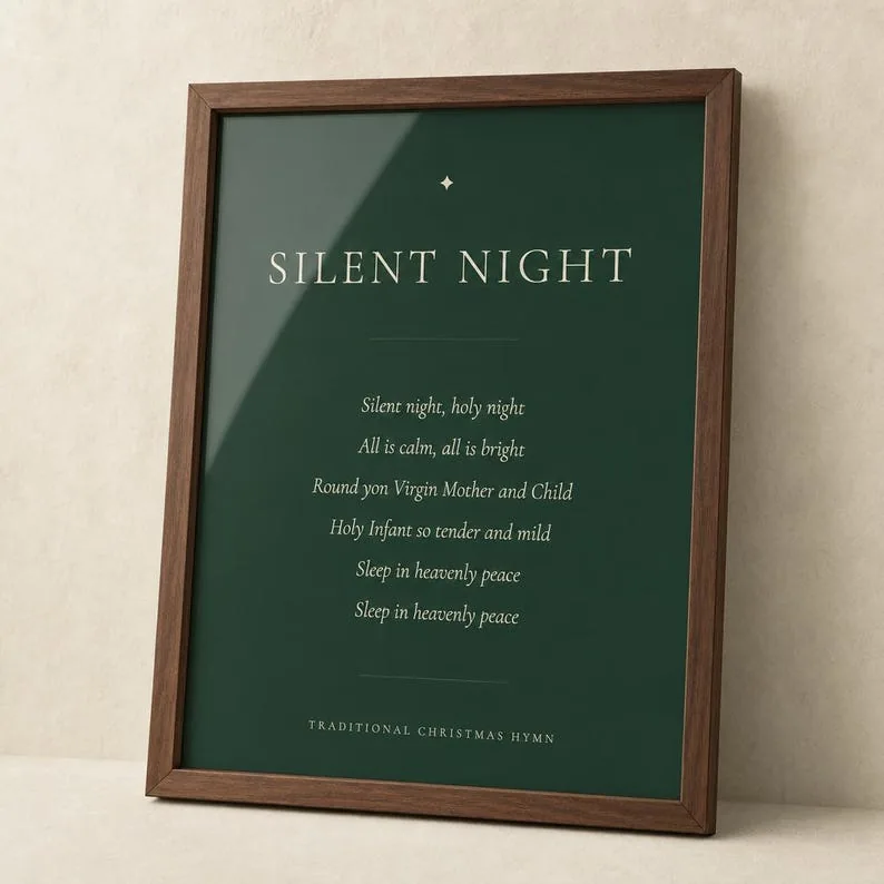 View 2 of Silent Night Minimalist Christmas Hymn Wall Art