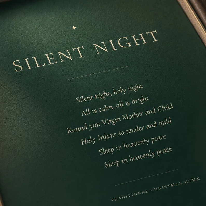 View 4 of Silent Night Minimalist Christmas Hymn Wall Art
