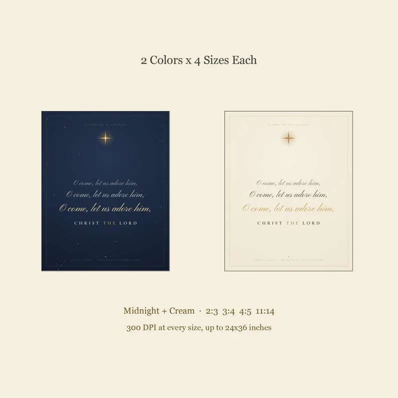 View 2 of O Come Let Us Adore Him Christmas Hymn Wall Art