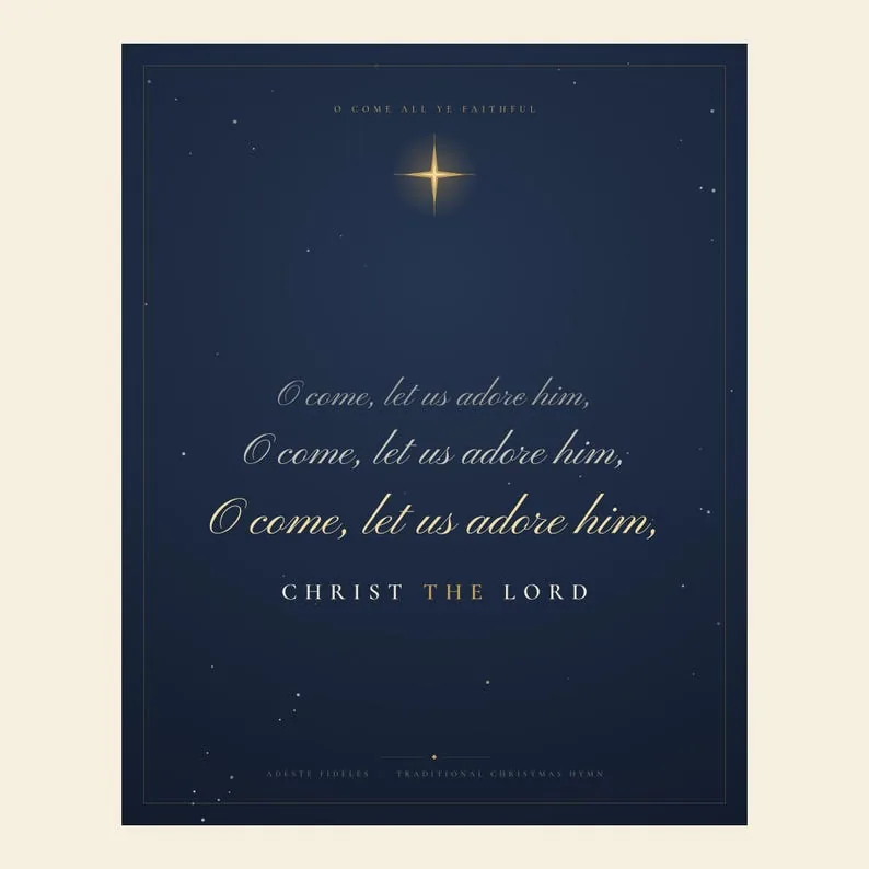 View 3 of O Come Let Us Adore Him Christmas Hymn Wall Art