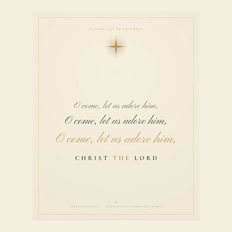 View 4 of O Come Let Us Adore Him Christmas Hymn Wall Art