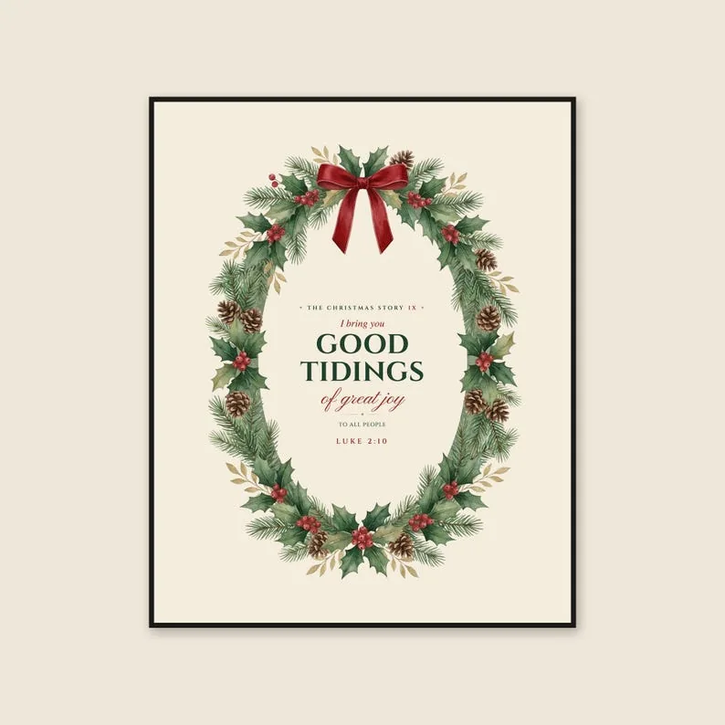 Good Tidings of Great Joy Luke 2:10 Christmas Print