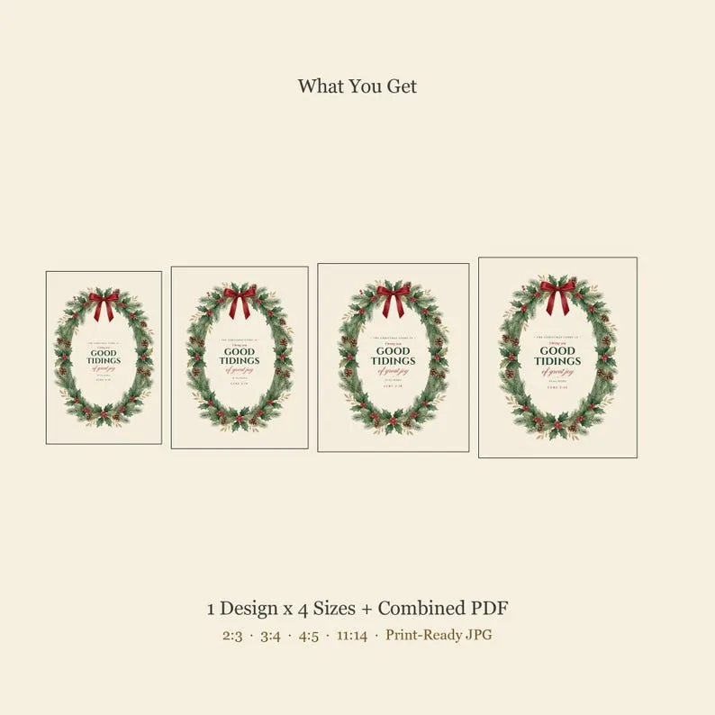 View 2 of Good Tidings of Great Joy Luke 2:10 Christmas Print