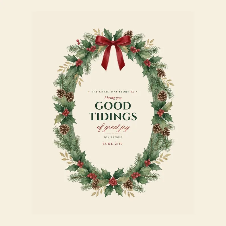 View 3 of Good Tidings of Great Joy Luke 2:10 Christmas Print