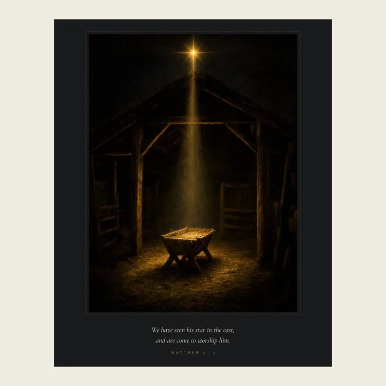 View 3 of Star Over the Manger Matthew 2:2 Nativity Wall Art