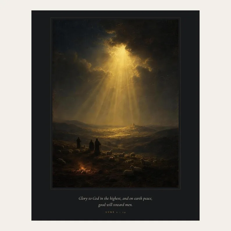View 3 of Glory to God Luke 2:14 Shepherds Field Print