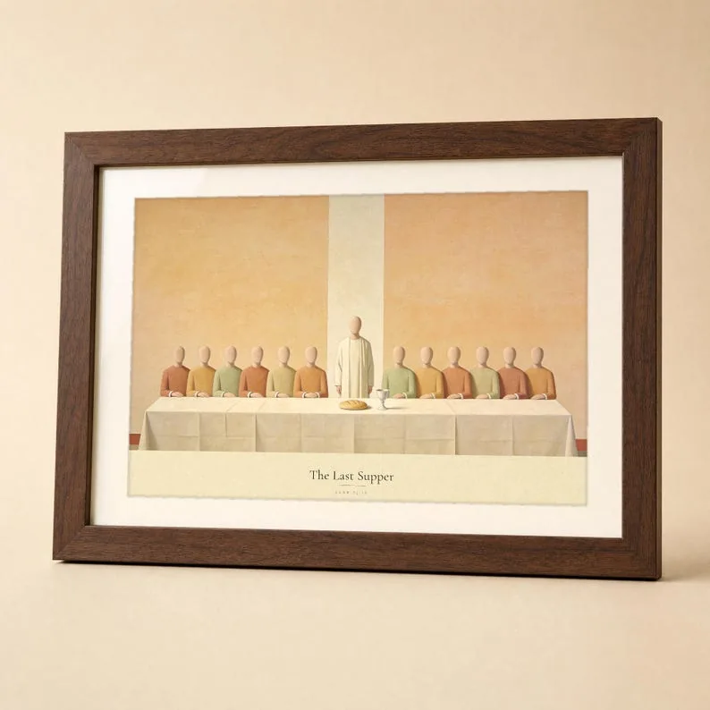 View 2 of Modern Abstract Last Supper Luke 22:19 Wall Art