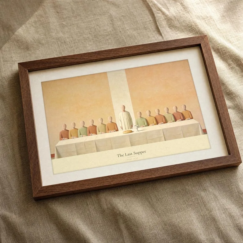 View 4 of Modern Abstract Last Supper Luke 22:19 Wall Art