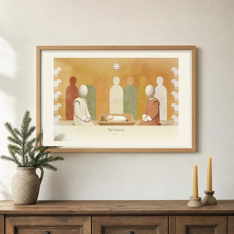 View 2 of Nativity Printable Set of 3 Christmas Story Wall Art