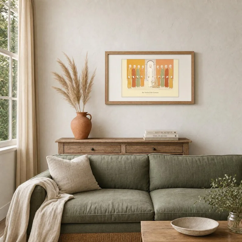 View 2 of She Touched His Garment Matthew 9:20-22 Christian Wall Art