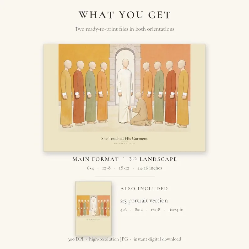 View 4 of She Touched His Garment Matthew 9:20-22 Christian Wall Art