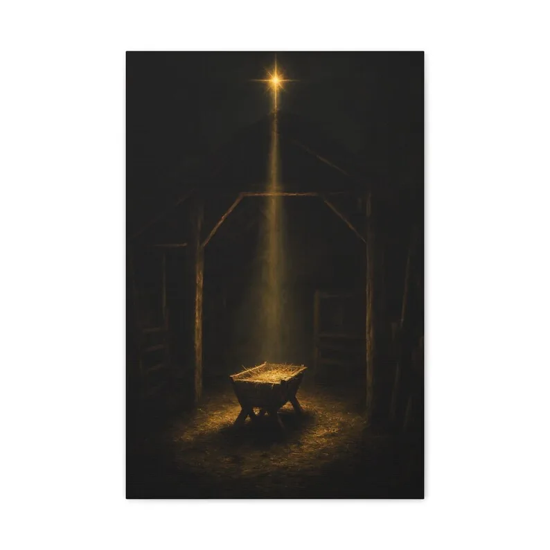 View 2 of Star Over the Manger Matthew 2:2 Christmas Canvas